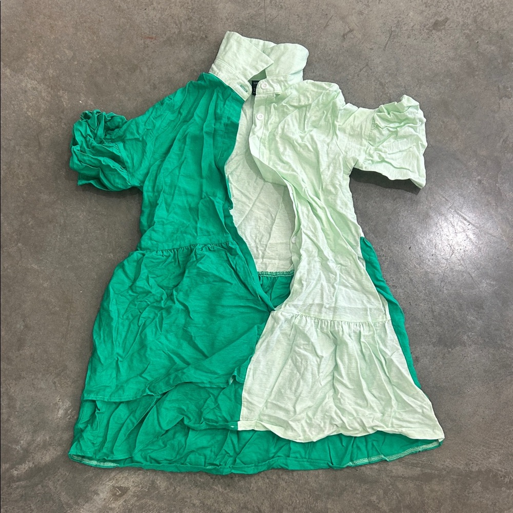 Womans Green and White Dress